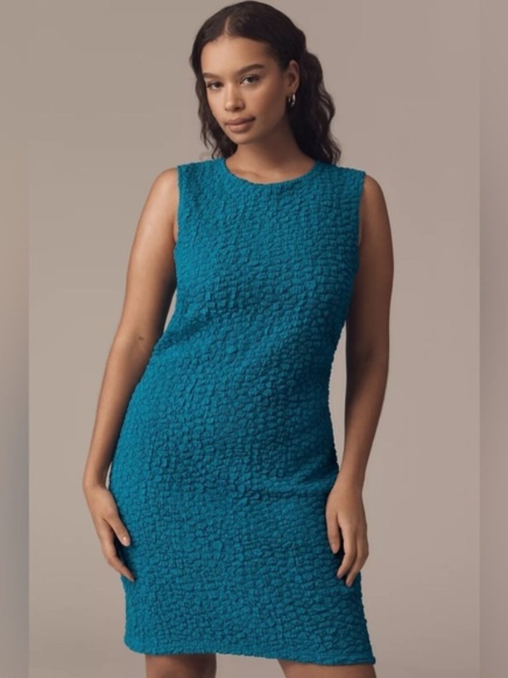 NWT By Anthropologie 2X Plus Textured Mini Shift Dress Blue